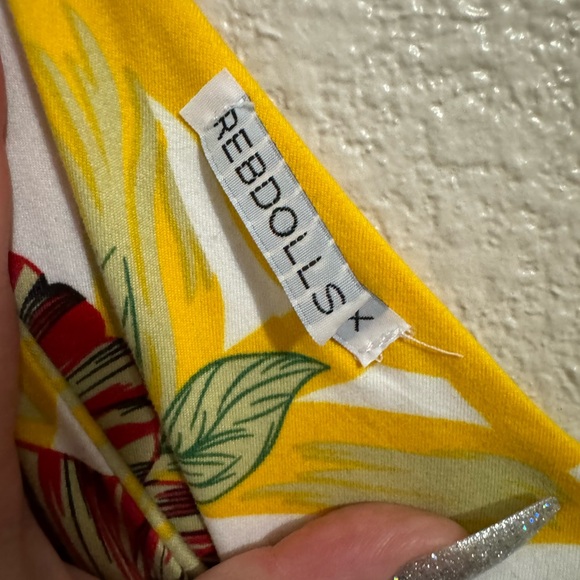 Rebdolls Floral Print Sleeveless Dress - Yellow and White - Picture 4 of 4